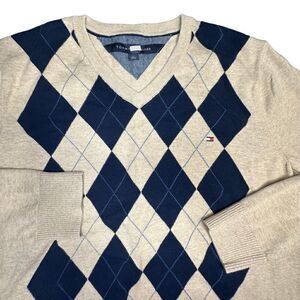 Tommy Hilfiger Argyle Pattern Cotton Sweater